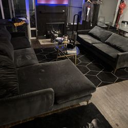 Jones 3 Piece Upholstered Chaise Sectional Sofa Couch Gray