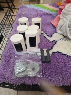 Lot of 6 Wireless Ring Stick up Cameras with 7 batteries and mounts