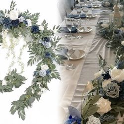 4 Total Ling’s Moment Dusty Blue Wedding Garlands – (2)9ft + (2)6ft