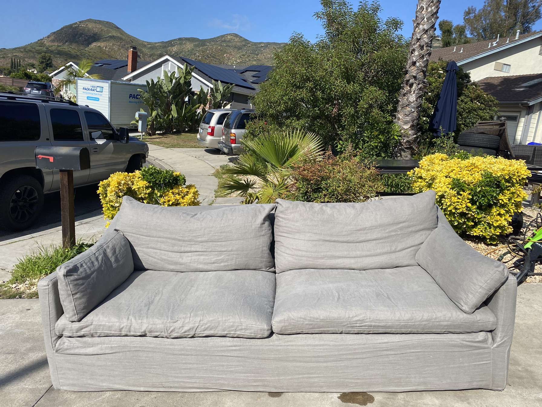 Restoration Hardware Cloud® Luxe Chair And A Half & Ottoman In Navy Perennials Performance Fabric