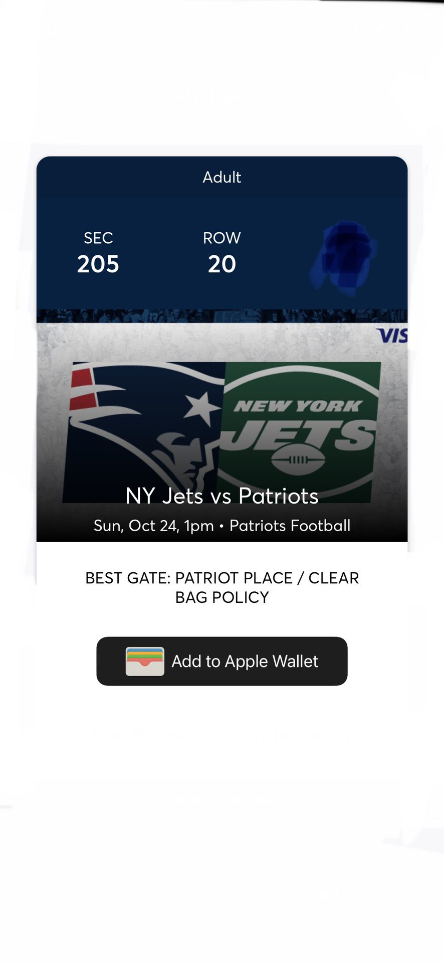 4 New England Patriots VS NY Jets Tickets