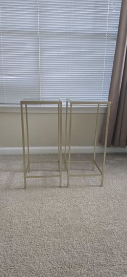 Pair of Gold Metal Mirrored End Tables