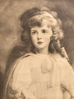 Antique Picture In  Original Antique Frame Beautiful Girl