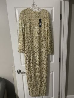 Fashion nova Champagne Baby Sequin Maxi Dress in Gold Size 1X