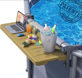 POOLHACKER Poolside Bar, [Original] Swim Up Bar Exclusively for Above-Ground Round Pools. Patio Poolside Table Smart Fold Easy Maintenance, Weather Re