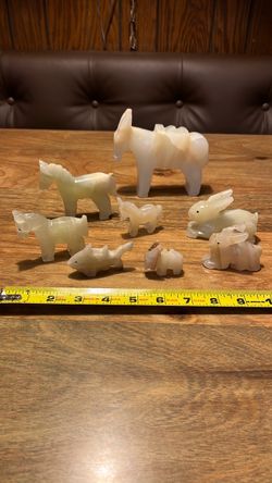 Set of 9 Onyx Stone Animal Figurines