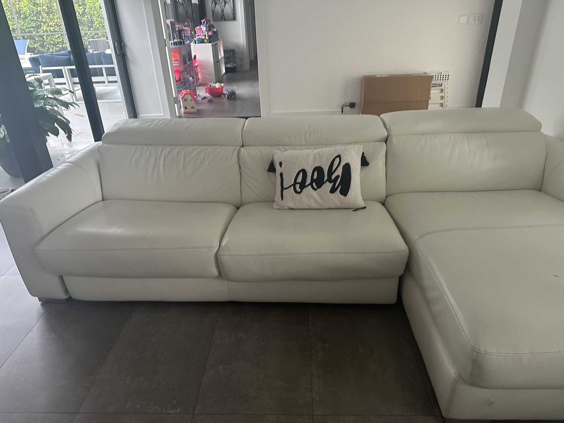 White Real Leather Couch