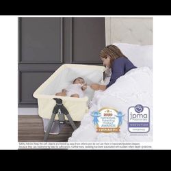 Dream On Me Lotus Bassinet And Bedside Sleeper In ivory, Lightweight And Portable Baby Bassinet, Adjustable Height Position, Easy To Fold And Carry Tr