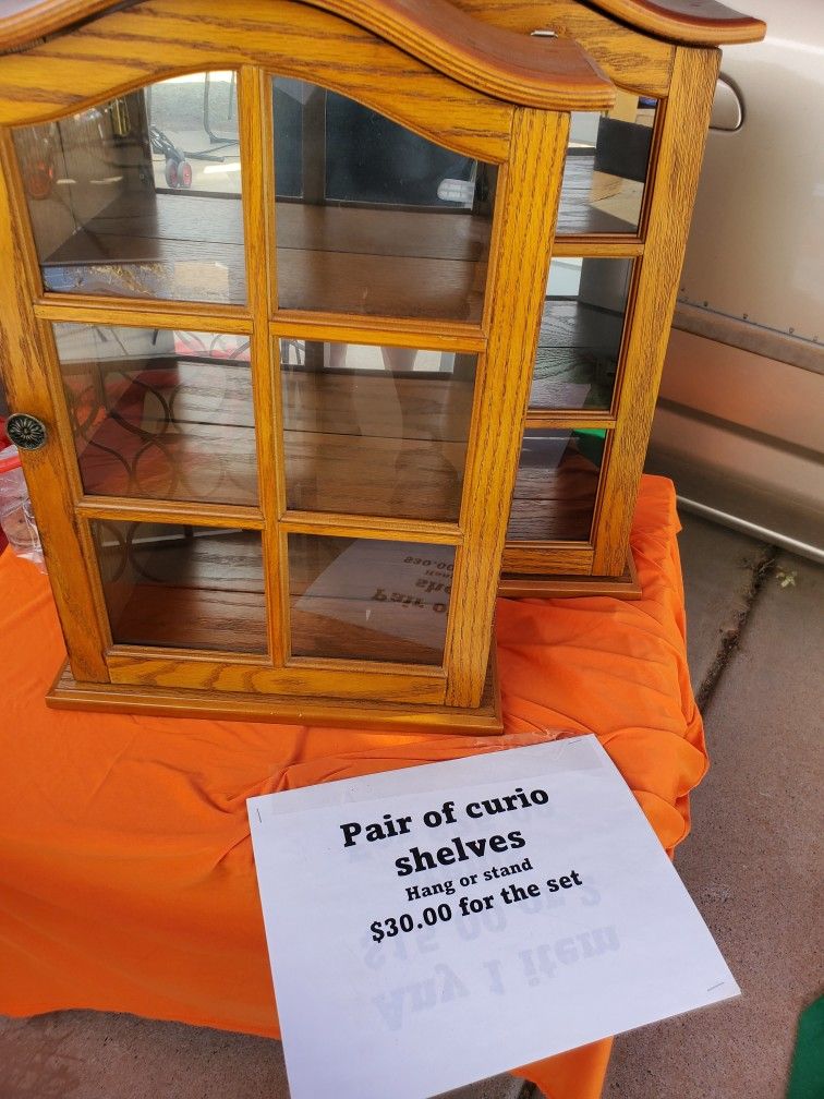 Oak Curio Shelves