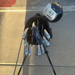 Left Handed Set Of Cleveland Irons With Spectra Putter And Snake Eyes Driver With Bag 