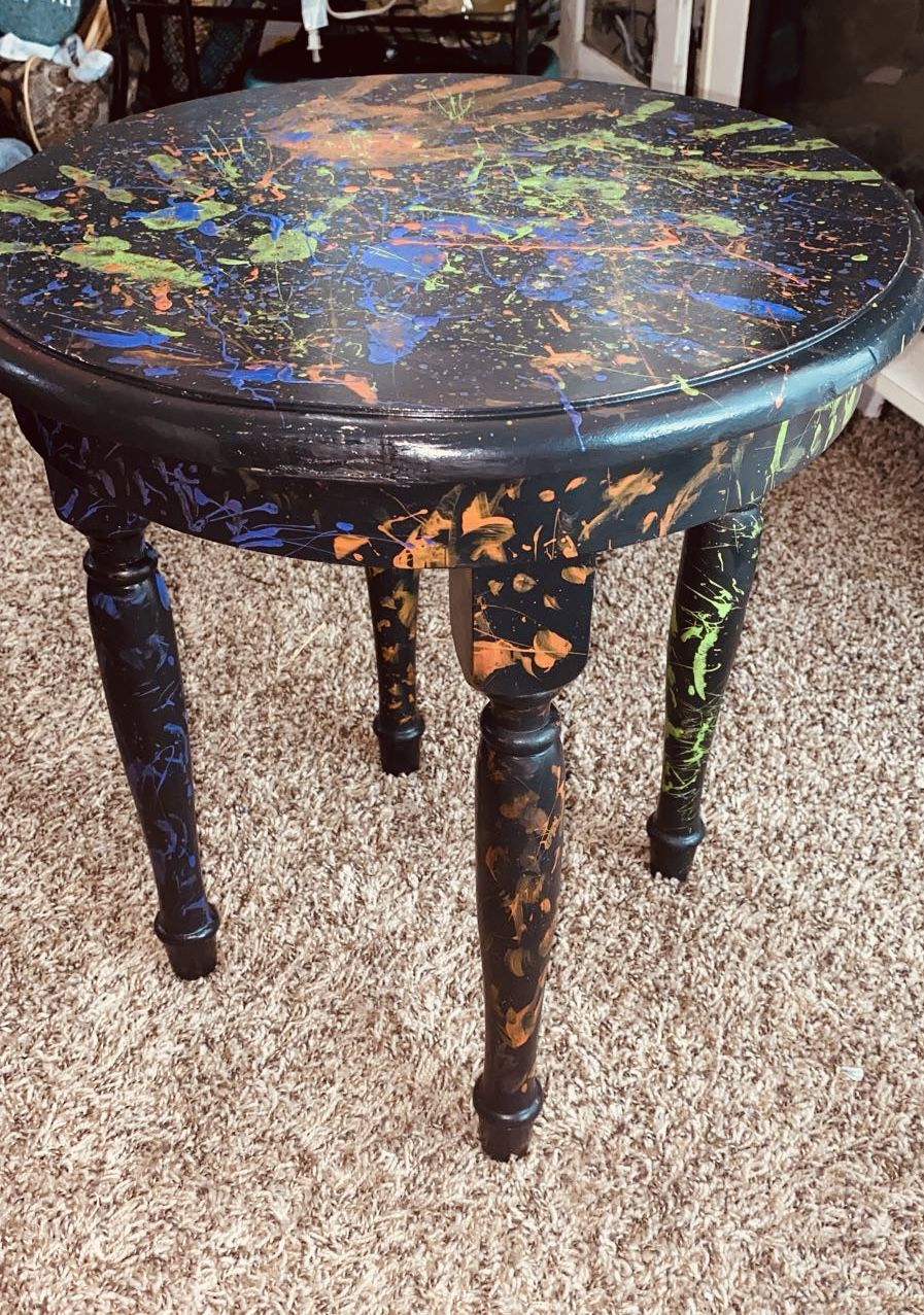 black neon end table I painted myself