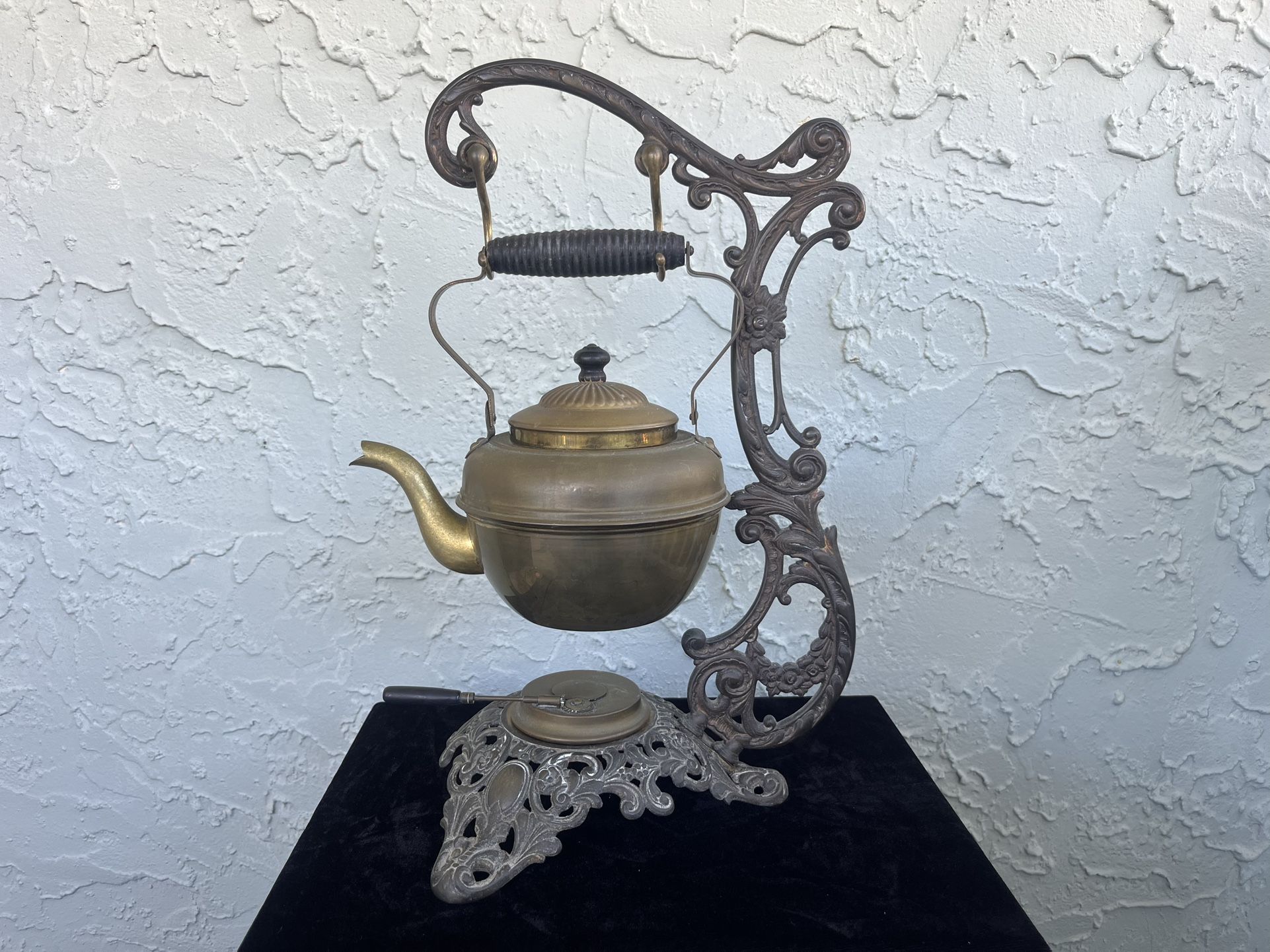 BRADLEY & HUBBARD Antique Brass Teapot Warmer Stand #1694