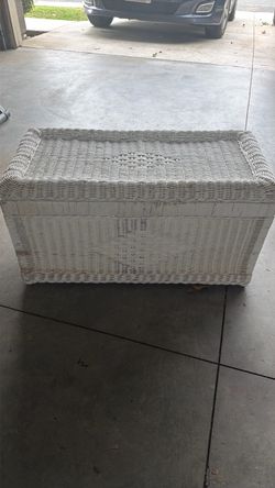 White Wicker Storage Trunk