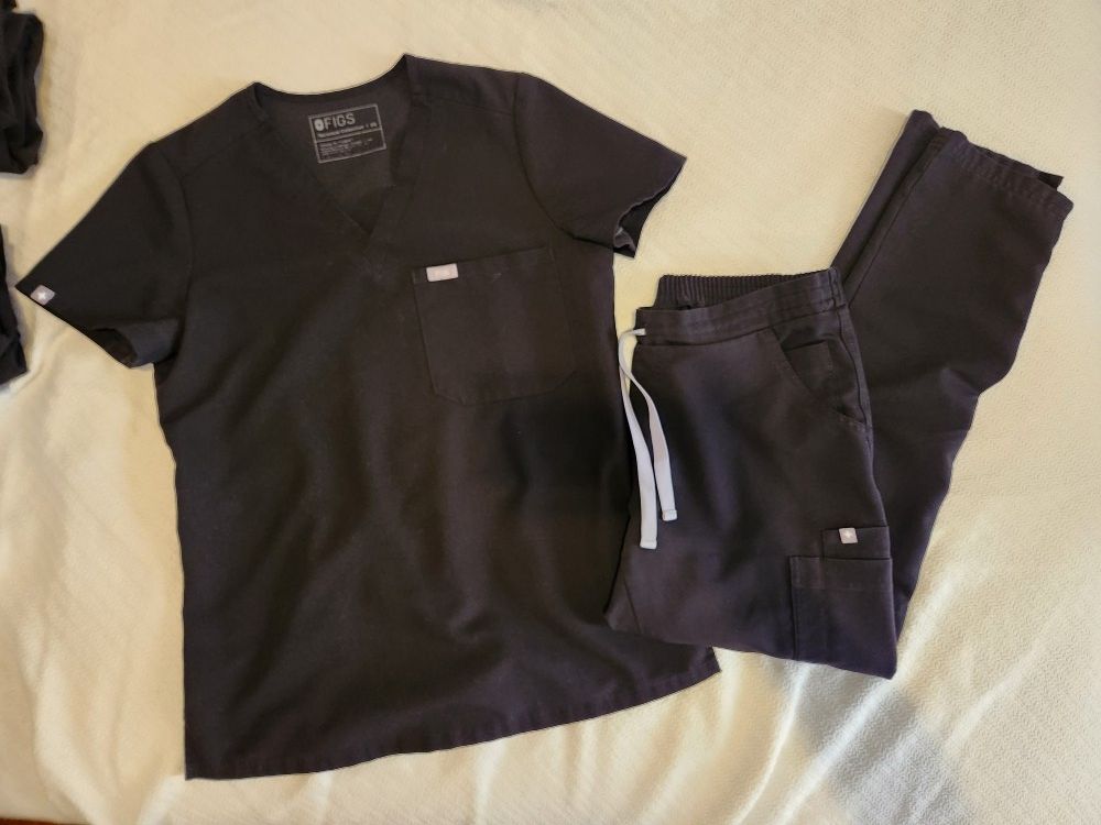 Figs Scrub Set Black XS Petite