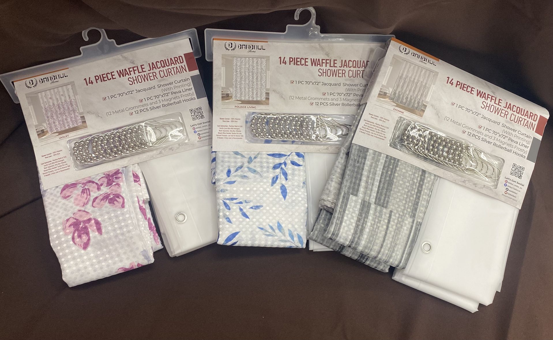 Shower Curtain W/ Liner & Hooks