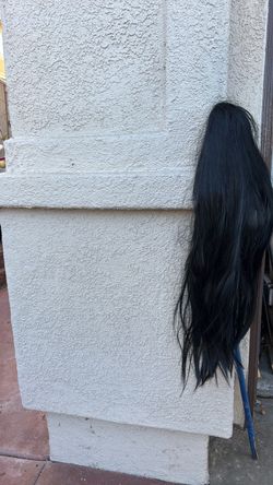 Long Black Straight Synthetic Costume Wig