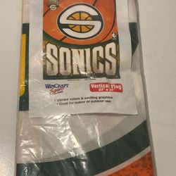 Vintage New Large 27” X 37” Seattle Sonics Vertical Flag 