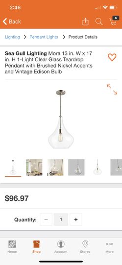 Clear glass tear drop light with bulb