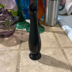 Small Vintage Ceramic Black Swung Vase- Sold As Is Chips On Rim