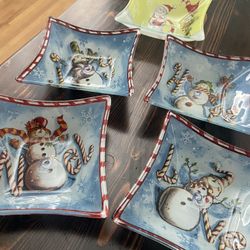Set Of 5 Christmas Candy Dishes
