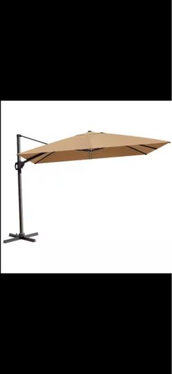 12 ft. x 9 ft. Rectangular Cantilever Tilt Patio Umbrella in Tan Brown with 260 lbs. Base Stand TAN βοΈπ