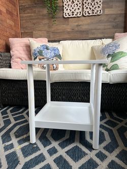 White Wood Two-Tier Side Table