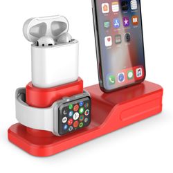 Brand new in box Charging Stand, Coffea 3 in 1 Charging Station Compatible Apple Watch Series 4/3/2/1 Silicone Charging Dock Holder for iPhone and Ai