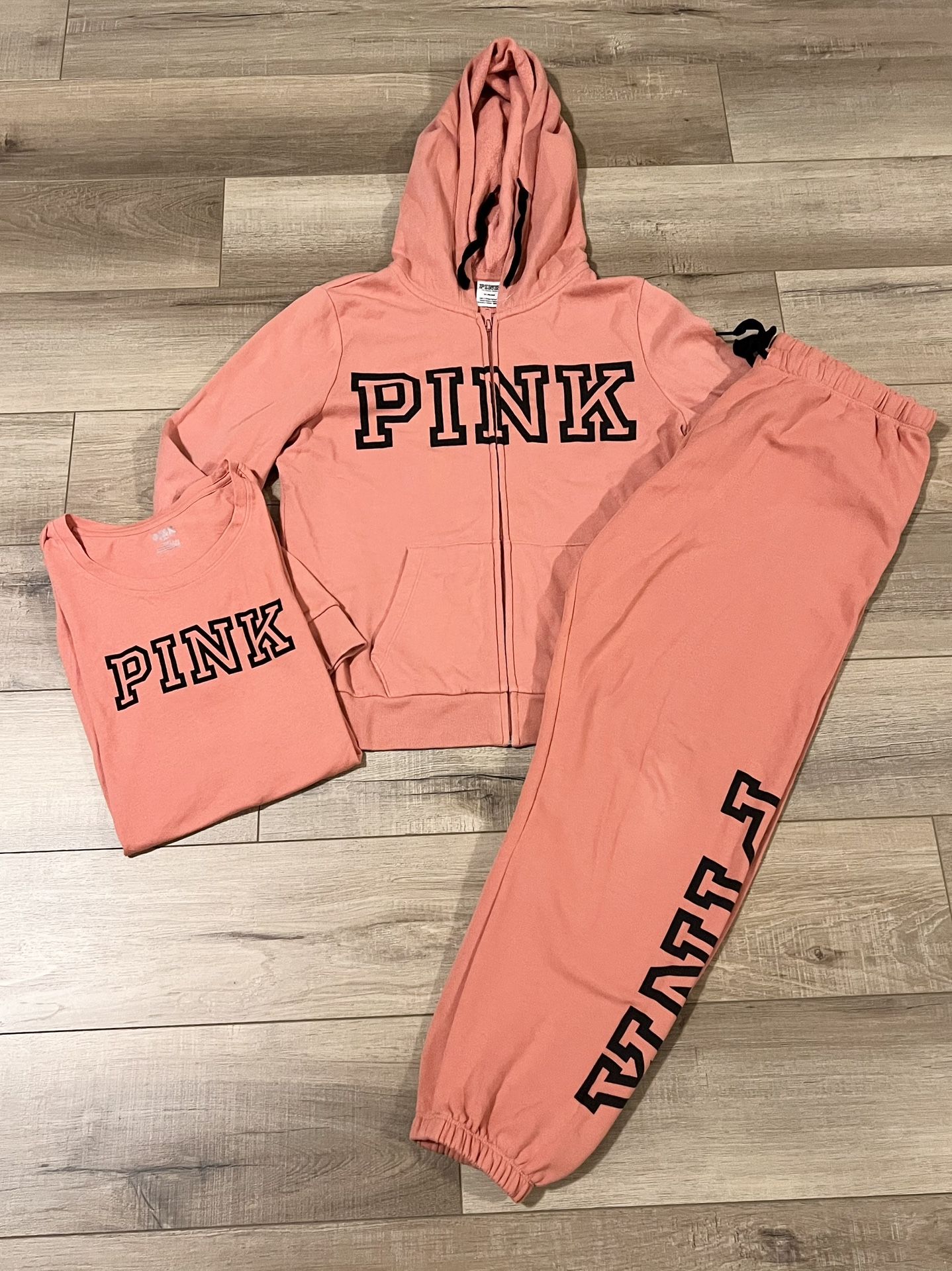 Pink Victoria's Secret sweatshirt hoodie coat and joggers track set M / L