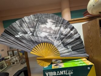 Decorative Asian Landscape Folding Fan Wall Art Large Hand Painted Style Decor