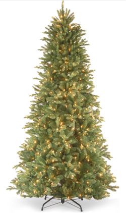 National Tree Company 6.5 ft Pre-Lit Tiffany Fir Slim Artificial Christmas Tree, 500 Clear Lights