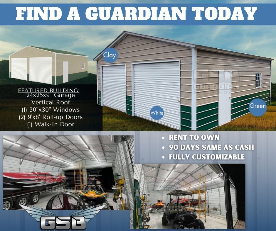 24Wx25Lx9H Metal Garage