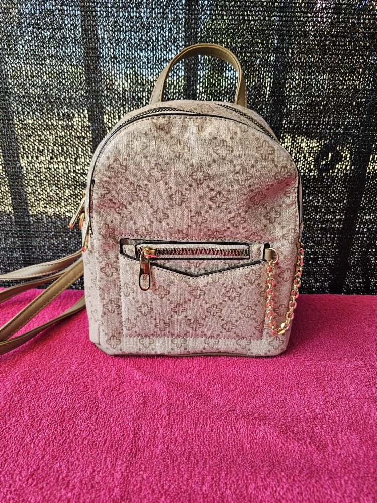 Handbag Women's Girl's Small Backpack- Brown