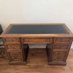 Leather Top Dark Oak Desk