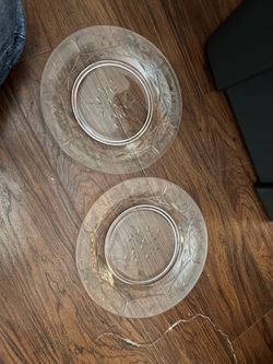 Clear Glass Etched Plates Set of 2