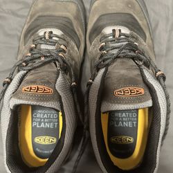 KEEN Men's Ridge Flex Low Height Waterproof Hiking Boots Steel Grey/Fossil Orange Size 14D
