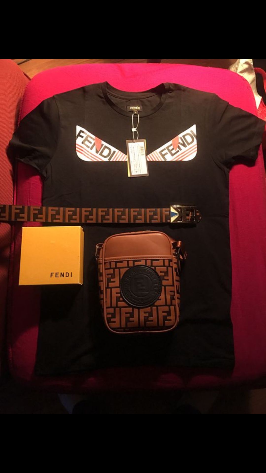 Authentic Fendi shirt belt and bag