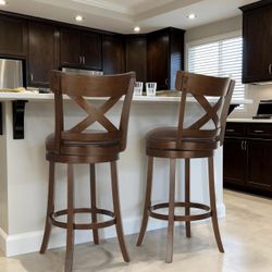 Swivel Bar Stools Set of 2, 30 Inch Bar Height Barstools with Backs（setup already)