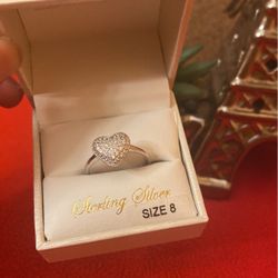 Heart Sterling Silver Ring Size 8