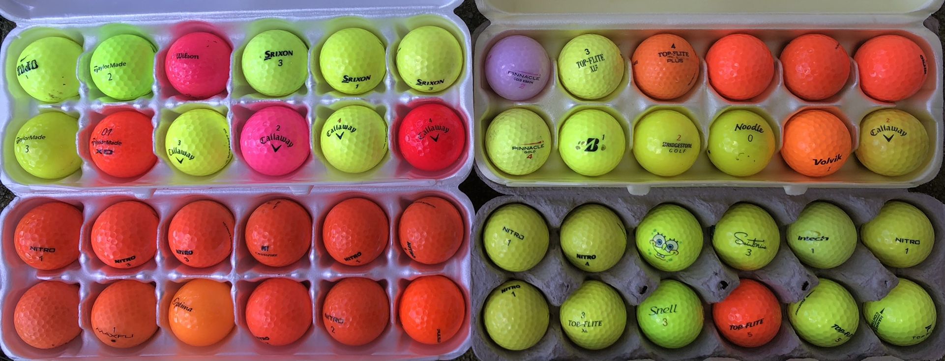 48 Golf Balls Assorted Neon Used Like New