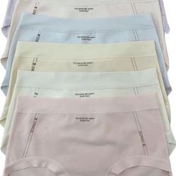 95% Cotton, 5% Spandex,one size Women's Cotton Panties, Set of 6 Medium-High Waisted Comfortable Women's Underwear