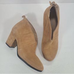 Dr. Scholl's All Good Almond Toe Tan Suede Leather Booties Women Size 8M