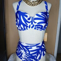  Blue And White Two Piece Bikini Kona Sol