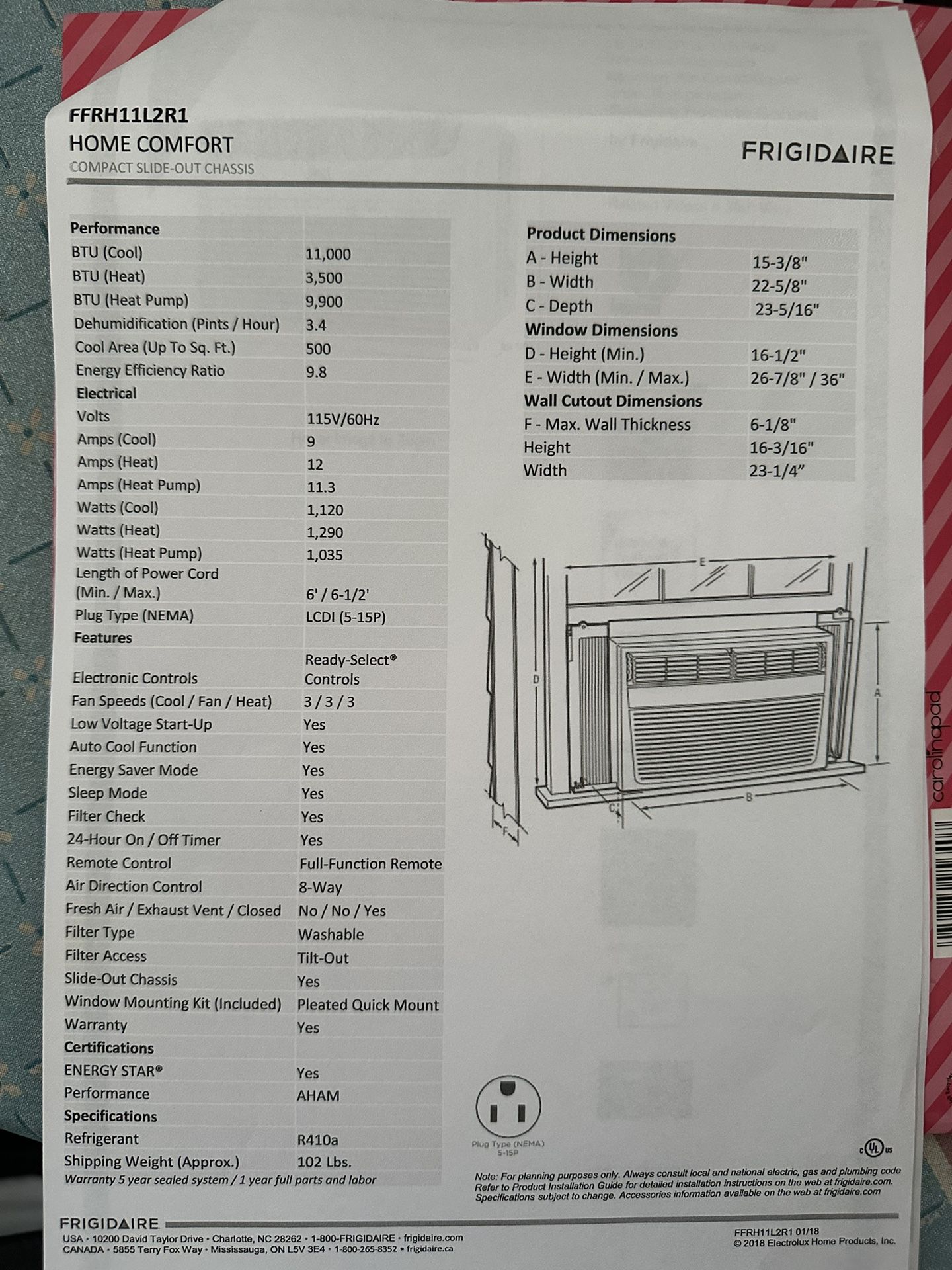 Frigidaire HEAT/COOL Window