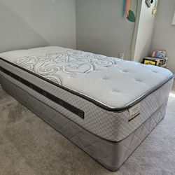 Sealy Twin Mattress, Box Spring and Adjustable Metal Frame