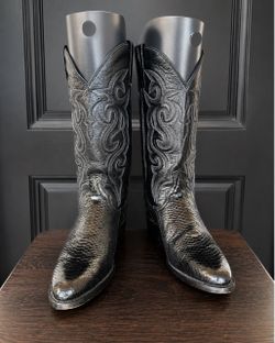 Vintage Dan Post Black Snakeskin Cowboy Boots – Men’s 7.5D – 1983