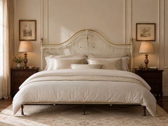 Like NEW King BRASS Bed MATTRESS Box Spring BED RAILS