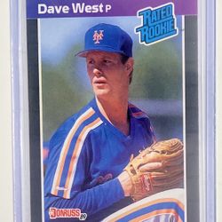 1989 Donruss Baseball Dave West No. 41 Rated Rookie Card