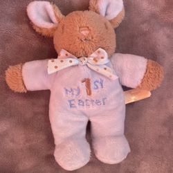 Dan Dee My 1st Easter Blue Boy Bunny Rabbit Tan Plush Rattle 10" Baby Lovet