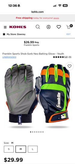 Franklin Sports Shok-Sorb Neo Batting Glove - Youth M