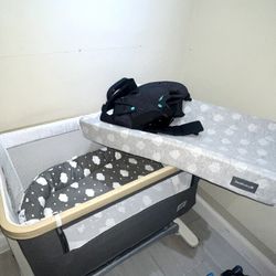 Newborn Baby Electric Rocking Bassinet & Changing Pad With Free Baby Carrier 